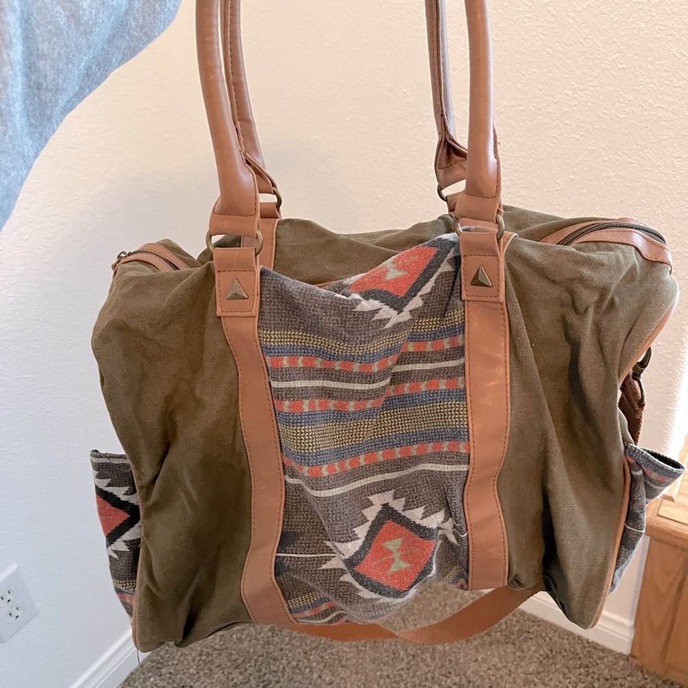 Green Aztec print duffel bag target